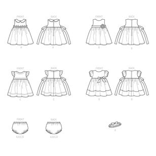 Simplicity Sewing Pattern S9117 Babies' Dresses, Panties & Headband White XS - XL