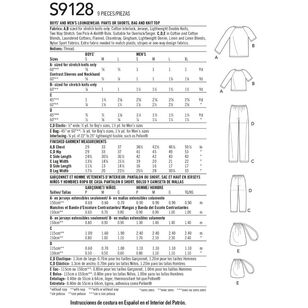 Simplicity Pattern 9128 Men's & Boys Sleepwear X Small - X Large