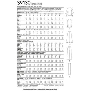 Simplicity Sewing Pattern S9130 Misses' & Women's Tops & Bottoms White
