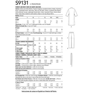 Simplicity Sewing Pattern S9131 Unisex Sleepwear White