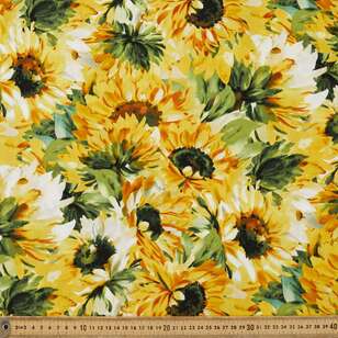 Sunflowers Printed 135 cm Rayon Fabric Multicoloured 135 cm