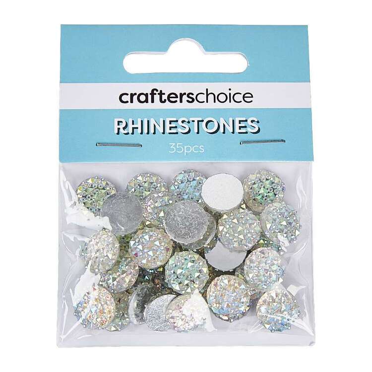 Crafters Choice Stick-On Round Rhinestone Gems Pack Clear AB 12 mm Clear 12 mm