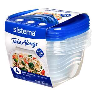 Sistema Take Alongs 1.2L 4 Pack Square Containers Clear 1.2 L