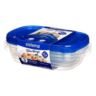 Sistema Take Alongs 950 mL 3 Pack Rectangle Containers Clear 950 mL