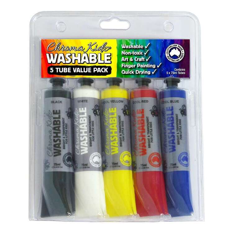 Chroma Kidz Washable Multicoloured Paint Set 5 Pack