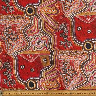 Warlu Jarlji Jukurrpa (Frog Dreaming) 150 cm Cotton Canvas Fabric Multicoloured 150 cm