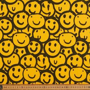 Smiles Allround 120 cm Multipurpose Cotton Fabric Yellow & Black 120 cm