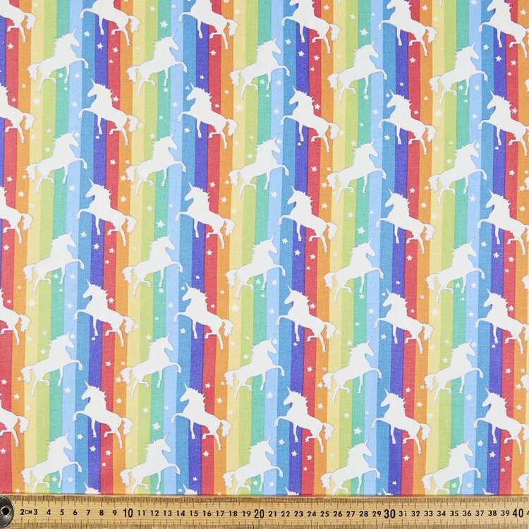 Rose & Hubble Unicorn Rainbow Cotton Fabric