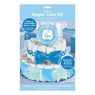 Amscan Baby Shower Blue Deluxe Diaper Cake Decorating Kit 4 Pieces Multicoloured