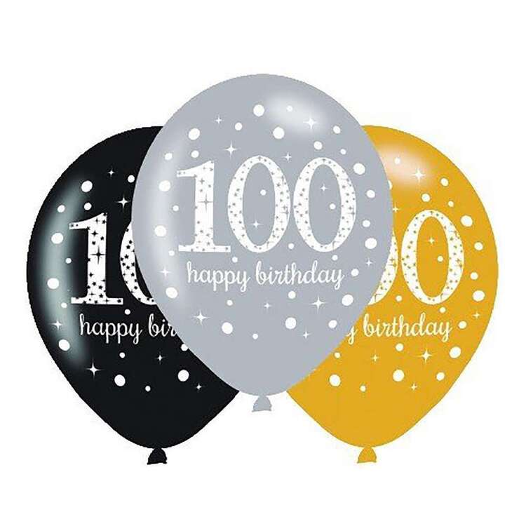 Amscan Sparkling Celebration 100th Latex Balloons 6 Pack