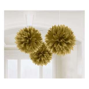 Amscan Fluffy Tissue Decoration 3 Pack Gold