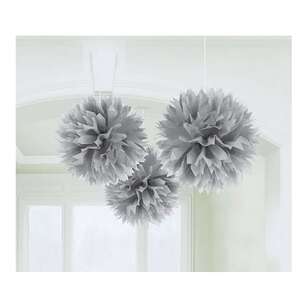 Amscan Fluffy Tissue Decoration 3 Pack Silver