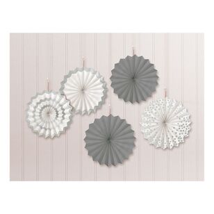 Amscan Silver Printed Fan Decorations Silver