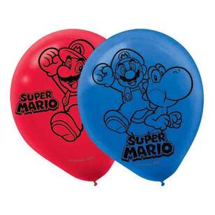Amscan Super Mario Bros Latex Balloons 6 Pack Multicoloured 30 cm