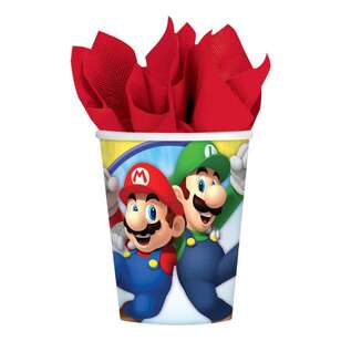 Amscan Super Mario Bros Cups 8 Pack Multicoloured 266 mL