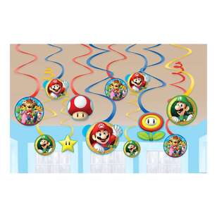 Amscan Super Mario Bros Swirl Decorations 12 Pack Multicoloured