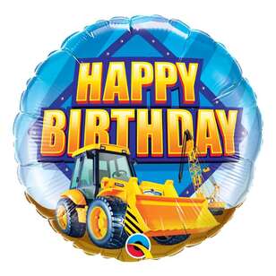 Qualatex Birthday Construction Zone Round Foil Balloon Multicoloured 18 Inches