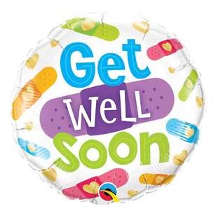 Qualatex Get Well Soon Bandages Round Foil Balloon Multicoloured 18 Inches