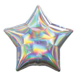 Anagram Holographic Silver Star Balloon Silver