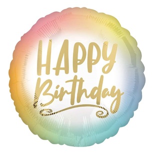 Anagram Happy Birthday Ombre Foil Balloon Multicoloured 43 cm