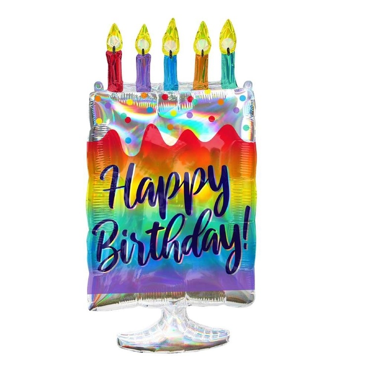 Anagram Holographic Frosted Cake SuperShape Balloon