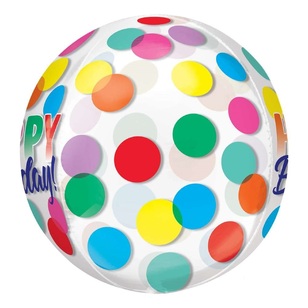 Anagram Happy Birthday Big Dots Clear Orbz Balloon Clear