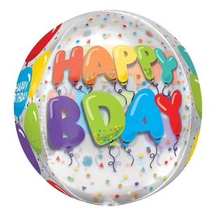 Anagram Birthday Clear Orbz Balloon Clear
