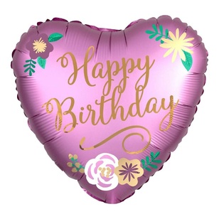 Anagram Satin Heart Birthday Balloon Multicoloured