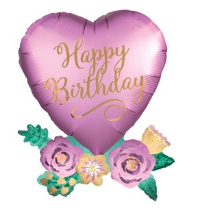 Anagram Satin Birthday Heart SuperShape Balloon Multicoloured