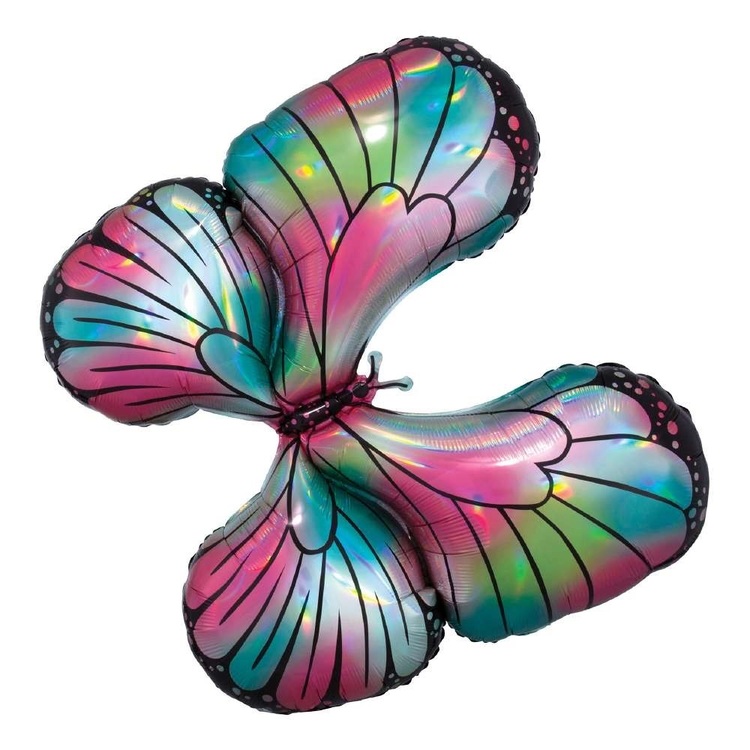 Anagram Holographic Iridescent Butterfly SuperShape Balloon
