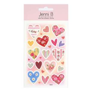 Jenni B 25 Pieces Hearts Floral/Stripe Stickers Pink