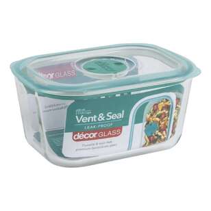 Decor Vent Seal 600 mL Oblong Container Clear & Teal 600 mL