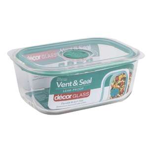 Decor Vent Seal 1L Oblong Container Clear & Teal 1 L