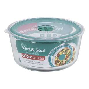 Decor Vent Seal 1.5L Round Container Clear & Teal 1.5 L
