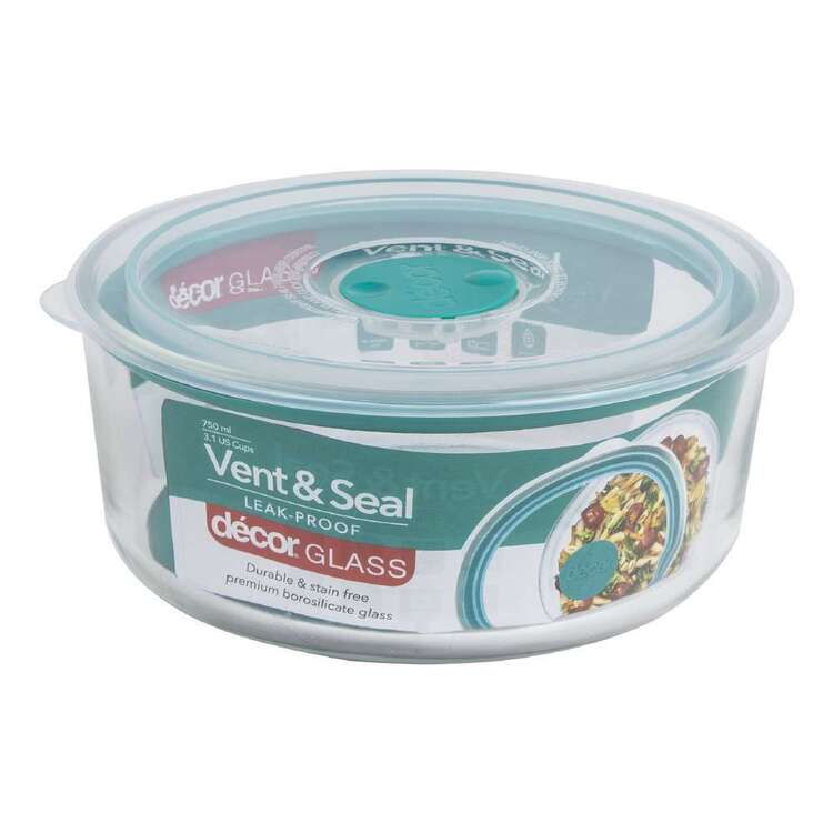 Decor Vent Seal 750 mL Round Container Clear & Teal 750 mL