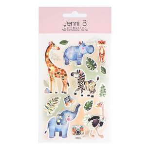Jenni B 14 Pieces Animal Safari Watercolour Stickers Blue & Brown