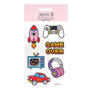 Jenni B 6 Pieces Teen Gameover Stickers Silver & Multicoloured
