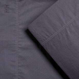 White Home Washed Cotton Quilt Cover Set Charcoal