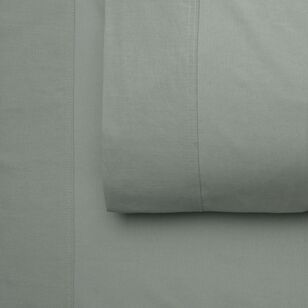 White Home Washed Cotton Sheet Set Sage