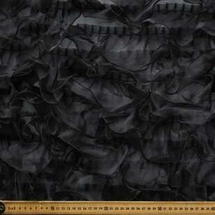 Plain Ruffled Organza Fabric Black 138 cm