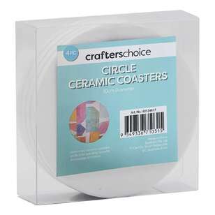Crafters Choice 4 Packs Circle Ceramic Coaster White