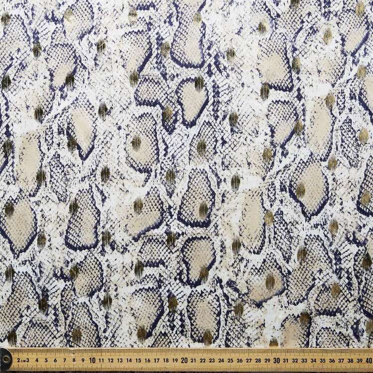 Gold Foil Snake Printed Satin Fabric Snake Print 148 cm