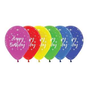 Anagram Happy Birthday Crystal Latex Balloon 12 Pack Multicoloured 30 cm
