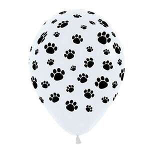 Anagram Animal Paw Print Latex Balloons 12 Pack Black & White 30 cm
