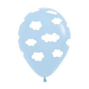 Anagram White Clouds Blue Latex Balloon 12 Pack Blue 30 cm