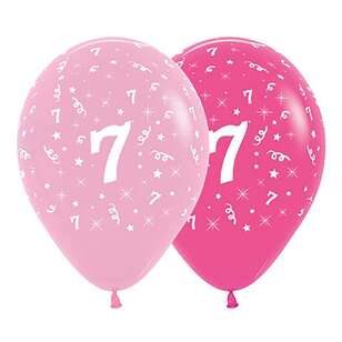 Anagram Age 7 Latex Balloon 6 Pack Pink 30 cm