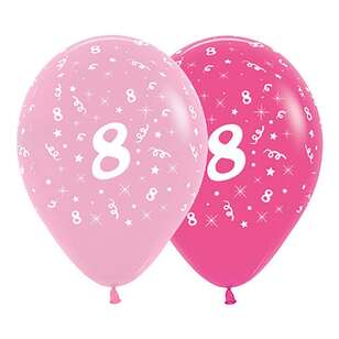 Anagram Age 8 Latex Balloon 6 Pack Pink 30 cm