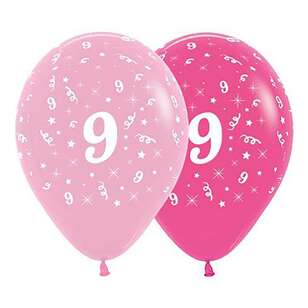 Anagram Age 9 Latex Balloon 6 Pack Pink 30 cm