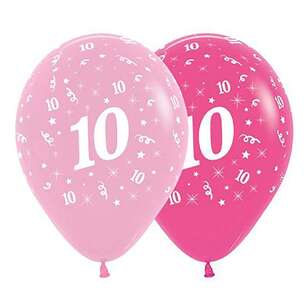 Anagram Age 10 Latex Balloon 6 Pack Pink 30 cm