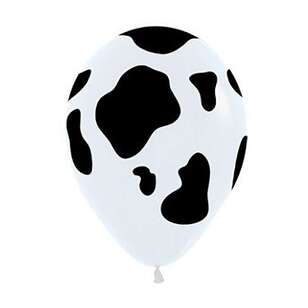 Anagram Cow Print Latex Balloon 12 Pack Black & White 30 cm